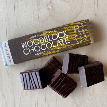 Woodblock Malted Milk Chocolate Bar